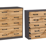 Kommode mit 5 Schubladen mit matter Oberfläche, Kommode 74cm breit Holz Schrank Kommode mit Schubladen Sideboard Highboard Anrichte Schlafzimmer Wohnzimmer Flur Büro Organizer