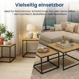 Lot de 2 tables basses carrées en bois, table de salon moderne, table d'appoint 2 en 1 avec structure en métal pour salon, bureau, table d'appoint design Loft TWIN, surface résistante aux rayures