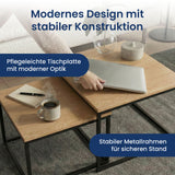 Lot de 2 tables basses carrées en bois, table de salon moderne, table d'appoint 2 en 1 avec structure en métal pour salon, bureau, table d'appoint design Loft TWIN, surface résistante aux rayures