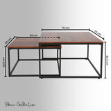 Lot de 2 tables basses carrées en bois, table de salon moderne, table d'appoint 2 en 1 avec structure en métal pour salon, bureau, table d'appoint design Loft TWIN, surface résistante aux rayures