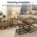 Lot de 2 tables basses carrées en bois, table de salon moderne, table d'appoint 2 en 1 avec structure en métal pour salon, bureau, table d'appoint design Loft TWIN, surface résistante aux rayures