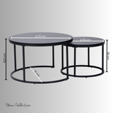 Lot de 2 tables basses carrées en bois, table de salon moderne, table d'appoint 2 en 1 avec structure en métal pour salon, bureau, table d'appoint design Loft TWIN, surface résistante aux rayures