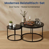 Lot de 2 tables basses carrées en bois, table de salon moderne, table d'appoint 2 en 1 avec structure en métal pour salon, bureau, table d'appoint design Loft TWIN, surface résistante aux rayures