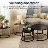 Lot de 2 tables basses carrées en bois, table de salon moderne, table d'appoint 2 en 1 avec structure en métal pour salon, bureau, table d'appoint design Loft TWIN, surface résistante aux rayures