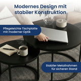 Lot de 2 tables basses carrées en bois, table de salon moderne, table d'appoint 2 en 1 avec structure en métal pour salon, bureau, table d'appoint design Loft TWIN, surface résistante aux rayures