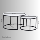 Lot de 2 tables basses carrées en bois, table de salon moderne, table d'appoint 2 en 1 avec structure en métal pour salon, bureau, table d'appoint design Loft TWIN, surface résistante aux rayures