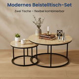 Lot de 2 tables basses carrées en bois, table de salon moderne, table d'appoint 2 en 1 avec structure en métal pour salon, bureau, table d'appoint design Loft TWIN, surface résistante aux rayures