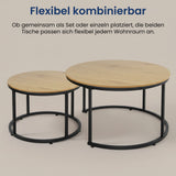 Lot de 2 tables basses carrées en bois, table de salon moderne, table d'appoint 2 en 1 avec structure en métal pour salon, bureau, table d'appoint design Loft TWIN, surface résistante aux rayures