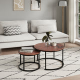 Lot de 2 tables basses carrées en bois, table de salon moderne, table d'appoint 2 en 1 avec structure en métal pour salon, bureau, table d'appoint design Loft TWIN, surface résistante aux rayures