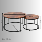 Lot de 2 tables basses carrées en bois, table de salon moderne, table d'appoint 2 en 1 avec structure en métal pour salon, bureau, table d'appoint design Loft TWIN, surface résistante aux rayures