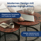 Lot de 2 tables basses carrées en bois, table de salon moderne, table d'appoint 2 en 1 avec structure en métal pour salon, bureau, table d'appoint design Loft TWIN, surface résistante aux rayures