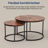 Lot de 2 tables basses carrées en bois, table de salon moderne, table d'appoint 2 en 1 avec structure en métal pour salon, bureau, table d'appoint design Loft TWIN, surface résistante aux rayures