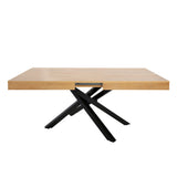 Esstisch ausziehbar | Verlängerbar von 140 cm auf 170 cm | Moderner Esszimmertisch mit gekreuzten Metallbeinen für 6 bis 8 Personen | Robuste Tischplatte | 140-170x90 cm (LxB) | Holzoptik