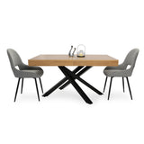 Esstisch ausziehbar | Verlängerbar von 140 cm auf 170 cm | Moderner Esszimmertisch mit gekreuzten Metallbeinen für 6 bis 8 Personen | Robuste Tischplatte | 140-170x90 cm (LxB) | Holzoptik