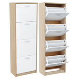Meuble à chaussures avec 4 tiroirs battants, étagère à chaussures avec 4 compartiments, bords arrondis doux, 50 cm de large, panneau stratifié, surface mate, rangement à chaussures peu encombrant