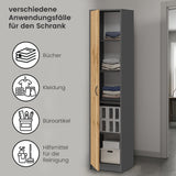 Armoire polyvalente, 40 cm de largeur et 180 cm de hauteur avec quatre étagères, armoire de rangement étroite en bois MDF