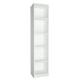 Bücherregal mit 5 Ebenen Regal in matter Ausführung 39 cm breit, Standregal mit 4 Einlegeböden, ideal für Schlafzimmer, Wohnzimmer, Flur, strapazierfähige Laminatplatte, 16 mm dick