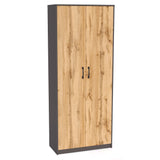 Mehrzweckschrank mit 8 Fächern Besenschrank Haushaltsschrank in mattem Finish mit 6 Einlegeböden und 2 Türen, 74 cm breit aus Laminatplatte und hochwertigen Polymergriffen