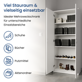 Schrank Mehrzweckschrank Aktenschrank Hochschrank mit 5 Fächern, 2 Türen, 74x35x180 cm, vielseitig einsetzbar für Büro, Flur, Küche, Hauswirtschaftsraum, stabil & pflegeleicht