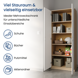 Schrank Mehrzweckschrank Aktenschrank Hochschrank mit 5 Fächern, 2 Türen, 74x35x180 cm, vielseitig einsetzbar für Büro, Flur, Küche, Hauswirtschaftsraum, stabil & pflegeleicht