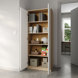 Schrank Mehrzweckschrank Aktenschrank Hochschrank mit 5 Fächern, 2 Türen, 74x35x180 cm, vielseitig einsetzbar für Büro, Flur, Küche, Hauswirtschaftsraum, stabil & pflegeleicht