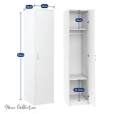 Kleiderschrank mit 1 Tür, 1 Kleiderstange und 2 Einlegeböden, Garderobenschrank 45 cm breit Schrank schmal matte Oberfläche, aus laminierter Platte, ideal für Schlafzimmer, Wohnzimmer, Flur