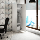 Kleiderschrank mit 1 Tür, 1 Kleiderstange und 2 Einlegeböden, Garderobenschrank 45 cm breit Schrank schmal matte Oberfläche, aus laminierter Platte, ideal für Schlafzimmer, Wohnzimmer, Flur