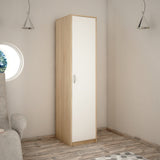 Kleiderschrank mit 1 Tür, 1 Kleiderstange und 2 Einlegeböden, Garderobenschrank 45 cm breit Schrank schmal matte Oberfläche, aus laminierter Platte, ideal für Schlafzimmer, Wohnzimmer, Flur