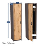 Kleiderschrank mit 1 Tür, 1 Kleiderstange und 2 Einlegeböden, Garderobenschrank 45 cm breit Schrank schmal matte Oberfläche, aus laminierter Platte, ideal für Schlafzimmer, Wohnzimmer, Flur