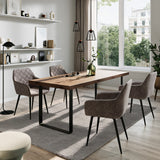 Esszimmerstuhl Küchenstuhl Bürostuhl Stuhl aus Stoff mit schwarzen Metallbeinen, bequem gepolstert, verstellbare Füße für optimalen Stand | 110 kg Belastbarkeit, 57 x 57 x 65 cm, 2er-Set