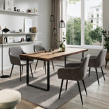 Esszimmerstuhl Küchenstuhl Bürostuhl Stuhl aus Stoff mit schwarzen Metallbeinen, bequem gepolstert, verstellbare Füße für optimalen Stand | 110 kg Belastbarkeit, 57 x 57 x 65 cm, 2er-Set