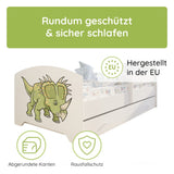 Kids Collective Kinderbett 70x140 / 80x160 Komplett Set inkl. Matratze, Lattenrost, Schublade & Rausfallschutz | Einzelbett für Kinder von 2 – 10 Jahren | weiß mit wählbarem Motiv