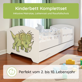 Kids Collective Kinderbett 70x140 / 80x160 Komplett Set inkl. Matratze, Lattenrost, Schublade & Rausfallschutz | Einzelbett für Kinder von 2 – 10 Jahren | weiß mit wählbarem Motiv