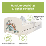 Kids Collective Kinderbett 70x140 / 80x160 Komplett Set inkl. Matratze, Lattenrost, Schublade & Rausfallschutz | Einzelbett für Kinder von 2 – 10 Jahren | weiß mit wählbarem Motiv