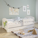 Kids Collective Kinderbett 70x140 / 80x160 Komplett Set inkl. Matratze, Lattenrost, Schublade & Rausfallschutz | Einzelbett für Kinder von 2 – 10 Jahren | weiß mit wählbarem Motiv