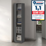 Armoire polyvalente, 40 cm de largeur et 180 cm de hauteur avec quatre étagères, armoire de rangement étroite en bois MDF
