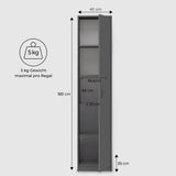 Armoire polyvalente, 40 cm de largeur et 180 cm de hauteur avec quatre étagères, armoire de rangement étroite en bois MDF