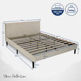 Bett 140x200 und 160x200 cm, Polsterbett mit Lattenrost, Bettgestell 140x200 & 160x200 cm, Doppelbett mit weichem Cord & Samt bezug und gepolstertem Kopfteil, robustes Gestell, hoher Liegekomfort