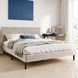 Bett 140x200 und 160x200 cm, Polsterbett mit Lattenrost, Bettgestell 140x200 & 160x200 cm, Doppelbett mit weichem Cord & Samt bezug und gepolstertem Kopfteil, robustes Gestell, hoher Liegekomfort