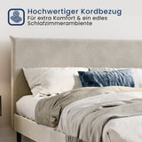 Bett 140x200 und 160x200 cm, Polsterbett mit Lattenrost, Bettgestell 140x200 & 160x200 cm, Doppelbett mit weichem Cord & Samt bezug und gepolstertem Kopfteil, robustes Gestell, hoher Liegekomfort