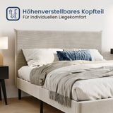 Bett 140x200 und 160x200 cm, Polsterbett mit Lattenrost, Bettgestell 140x200 & 160x200 cm, Doppelbett mit weichem Cord & Samt bezug und gepolstertem Kopfteil, robustes Gestell, hoher Liegekomfort