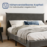 Bett 140x200 und 160x200 cm, Polsterbett mit Lattenrost, Bettgestell 140x200 & 160x200 cm, Doppelbett mit weichem Cord & Samt bezug und gepolstertem Kopfteil, robustes Gestell, hoher Liegekomfort