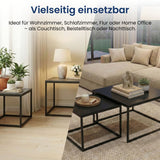 Lot de 2 tables basses carrées en bois, table de salon moderne, table d'appoint 2 en 1 avec structure en métal pour salon, bureau, table d'appoint design Loft TWIN, surface résistante aux rayures