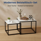 Lot de 2 tables basses carrées en bois, table de salon moderne, table d'appoint 2 en 1 avec structure en métal pour salon, bureau, table d'appoint design Loft TWIN, surface résistante aux rayures