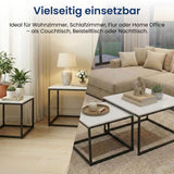 Lot de 2 tables basses carrées en bois, table de salon moderne, table d'appoint 2 en 1 avec structure en métal pour salon, bureau, table d'appoint design Loft TWIN, surface résistante aux rayures