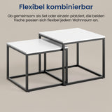 Lot de 2 tables basses carrées en bois, table de salon moderne, table d'appoint 2 en 1 avec structure en métal pour salon, bureau, table d'appoint design Loft TWIN, surface résistante aux rayures