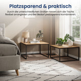 Lot de 2 tables basses carrées en bois, table de salon moderne, table d'appoint 2 en 1 avec structure en métal pour salon, bureau, table d'appoint design Loft TWIN, surface résistante aux rayures