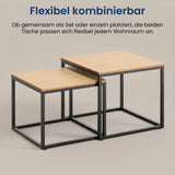 Lot de 2 tables basses carrées en bois, table de salon moderne, table d'appoint 2 en 1 avec structure en métal pour salon, bureau, table d'appoint design Loft TWIN, surface résistante aux rayures