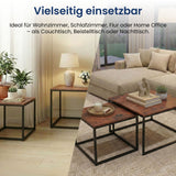 Lot de 2 tables basses carrées en bois, table de salon moderne, table d'appoint 2 en 1 avec structure en métal pour salon, bureau, table d'appoint design Loft TWIN, surface résistante aux rayures