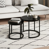 Lot de 2 tables basses carrées en bois, table de salon moderne, table d'appoint 2 en 1 avec structure en métal pour salon, bureau, table d'appoint design Loft TWIN, surface résistante aux rayures